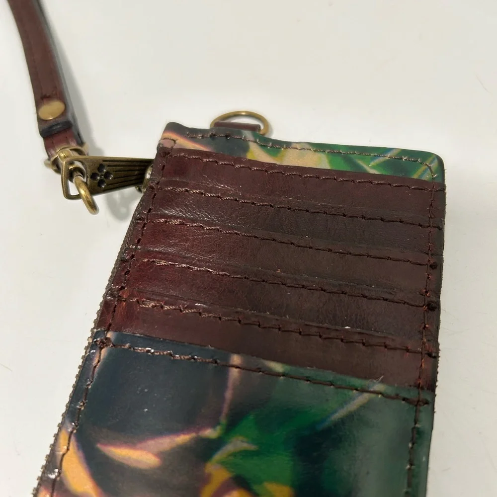 Patricia Nash Leather Wallet Wristlet Red Brown